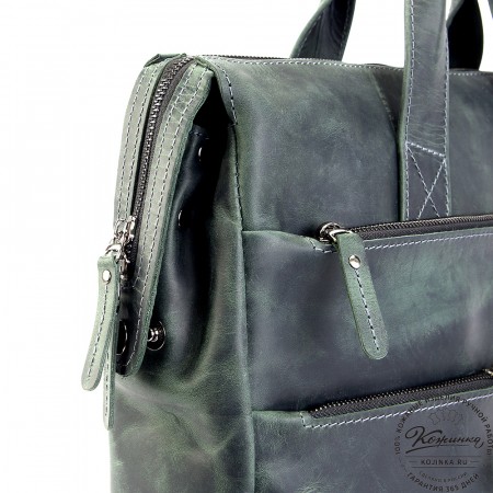 Кожаная деловая сумка "Марк" (изумруд крейзи)