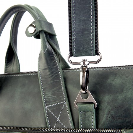 Кожаная деловая сумка "Марк" (изумруд крейзи)