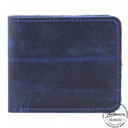 Кожаный бумажник "Рокки" (синий крейзи)