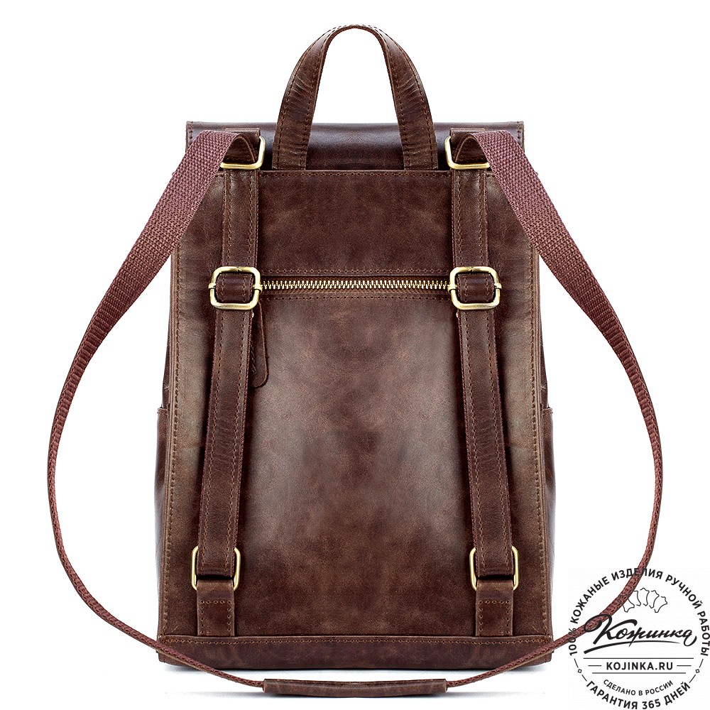 Женский кожаный рюкзак "Ассоль" (тёмно-коричневый антик)