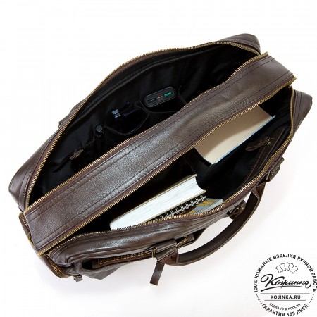 Кожаная деловая сумка для командировок "Бастилия" (коричневая)
