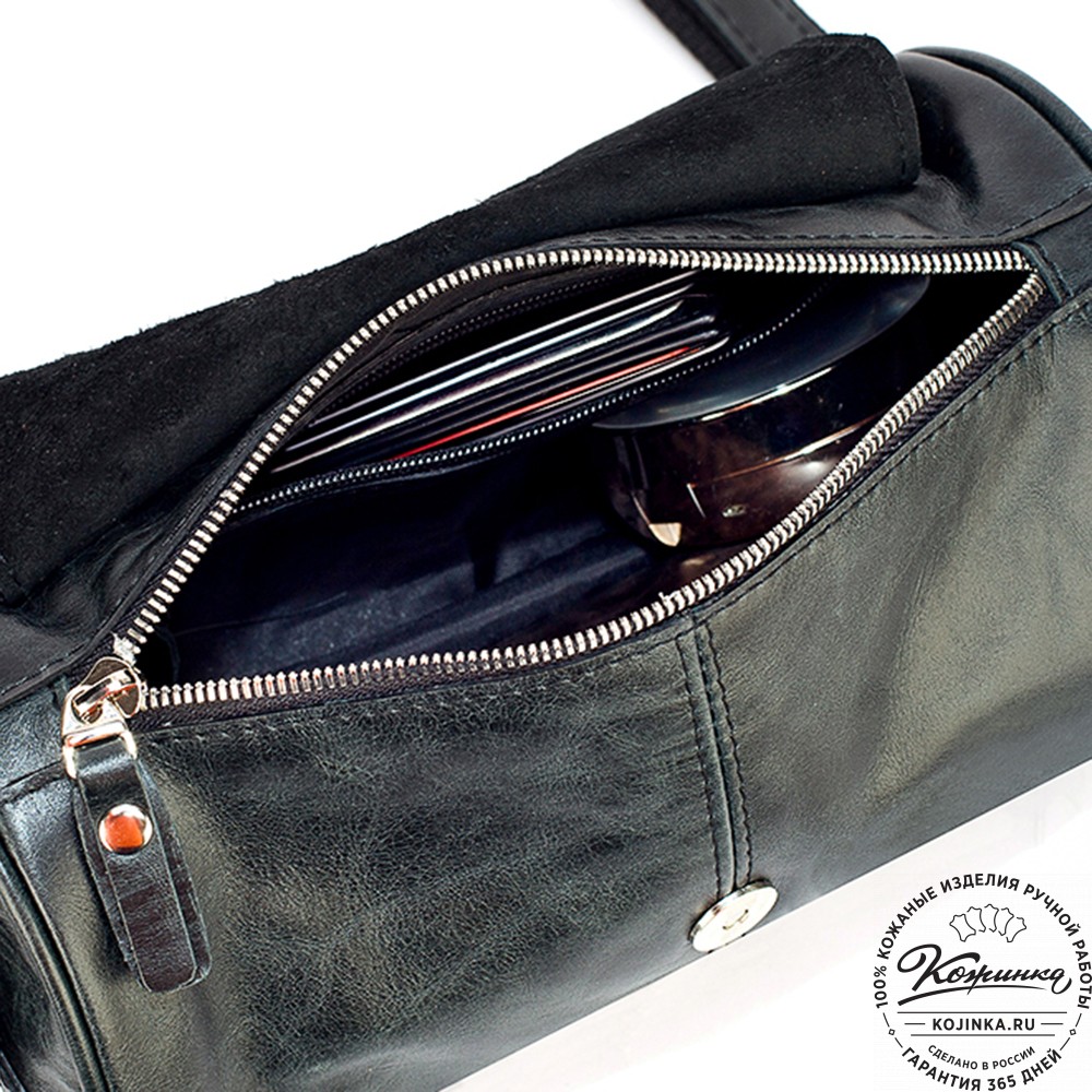 Кожаная сумка "Джерри" (чёрный антик)