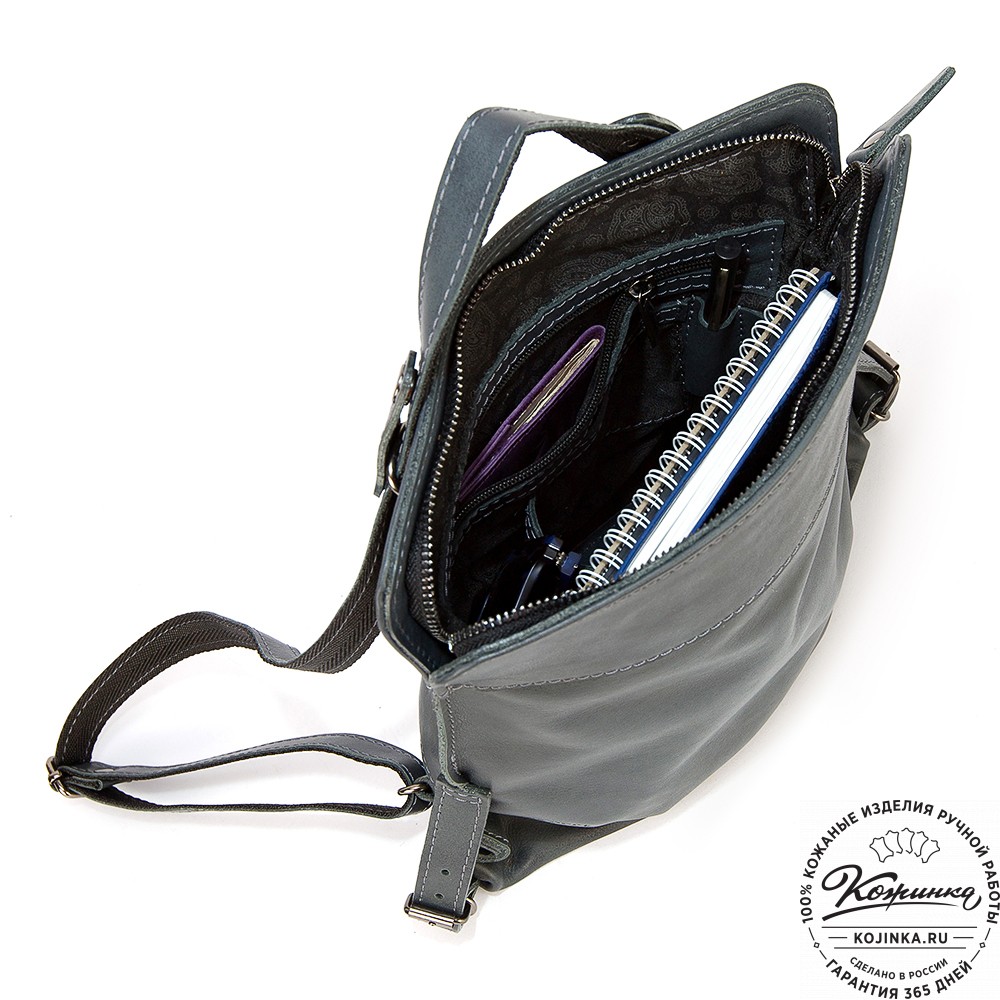 Женский кожаный рюкзак "Салоники" (серый)