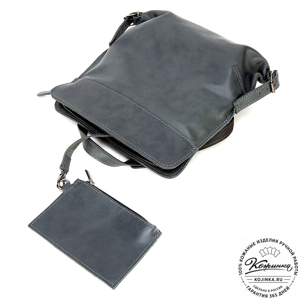 Женский кожаный рюкзак "Салоники" (серый)