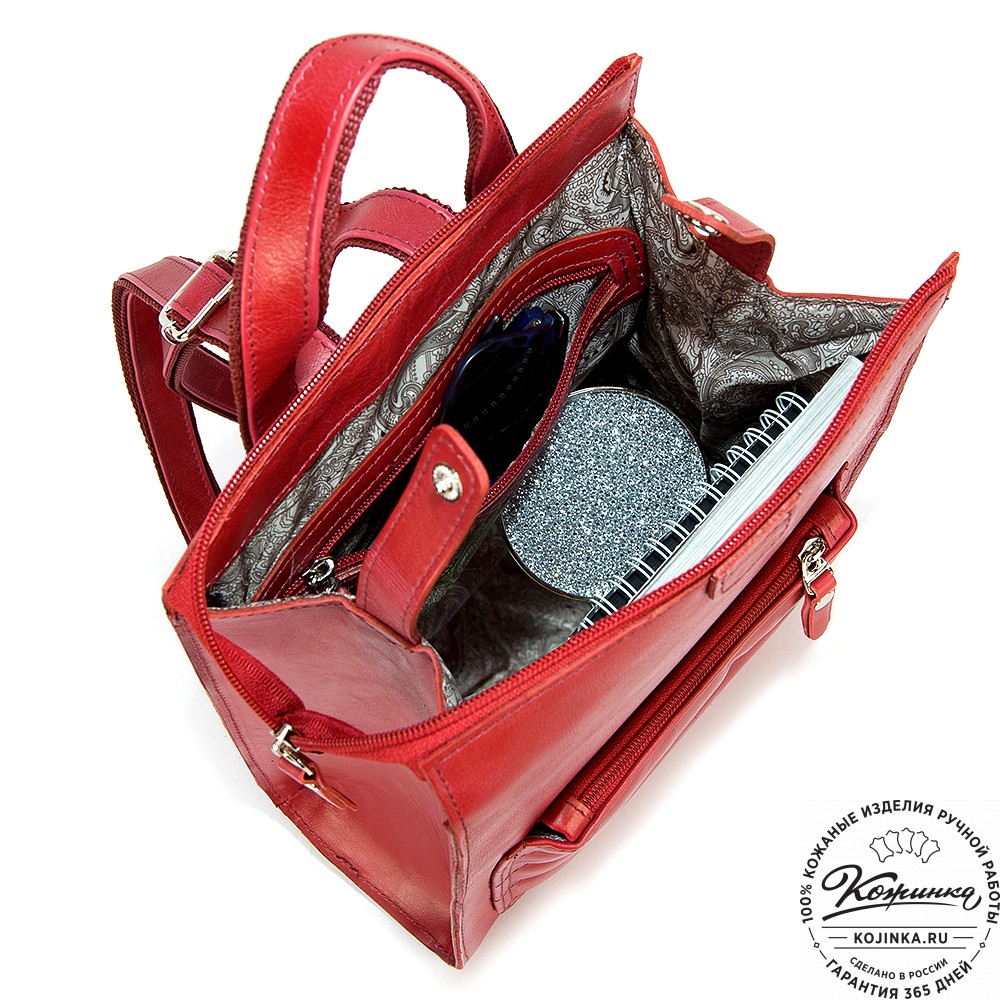 Женский кожаный рюкзак "Скарлетт" (красный)