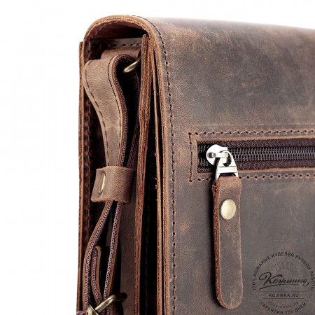 Мужская кожаная сумка "Робин" (тёмно-коричневый крейзи)
