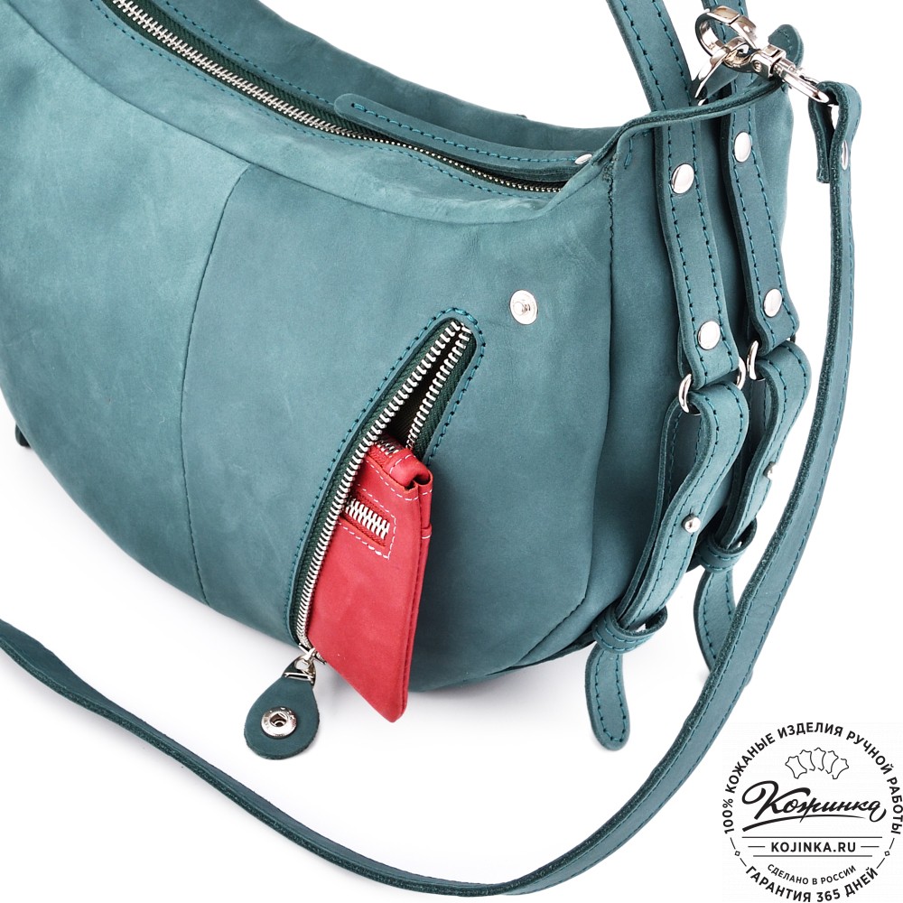 Женская кожаная сумка "Техас" (изумруд нубук)