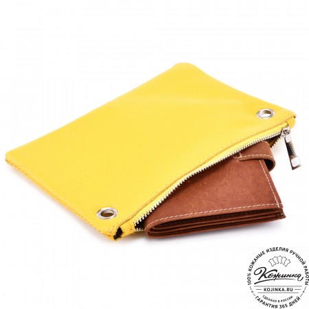 Женская кожаная сумка "Трио" (жёлтый/капучино/олива)