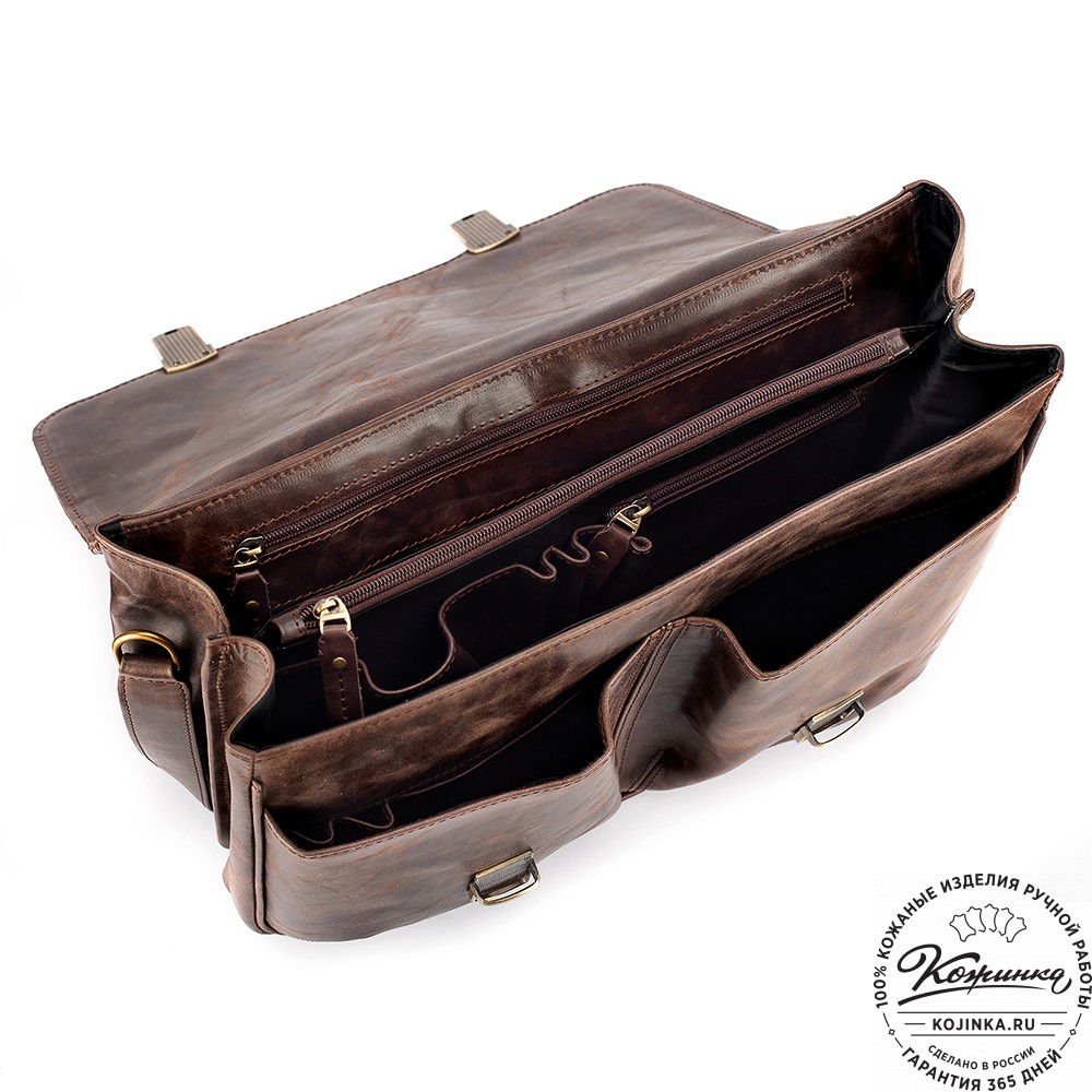 Кожаный портфель "Джозеф" (тёмно-коричневый антик)