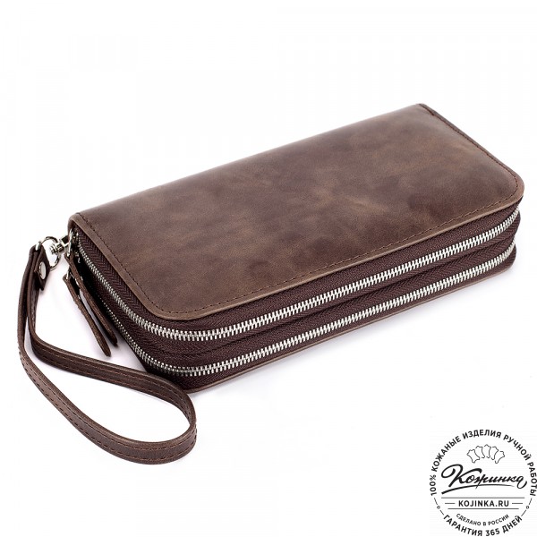 Кожаный клатч "Льюис" (тёмно-коричневый антик) . фото 1