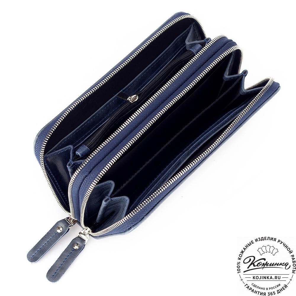 Кожаный клатч "Льюис" (синий антик) 