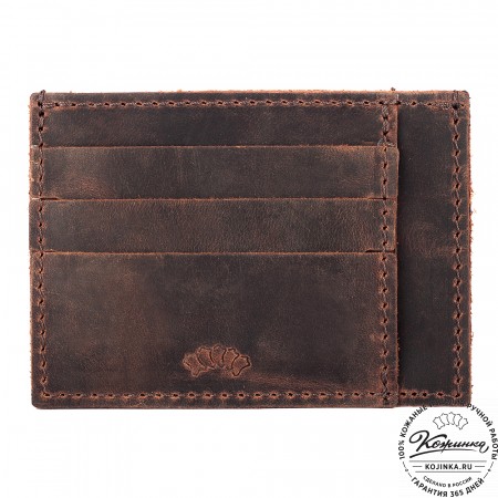 Кожаный футляр для карт "Мэри" (тёмно-коричневый крейзи) 