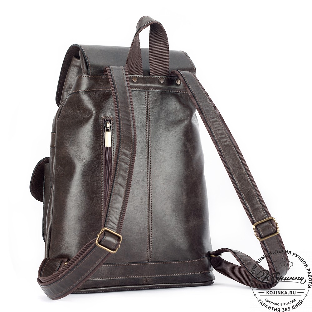 Кожаный рюкзак "Ваниль" (тёмно-коричневый)