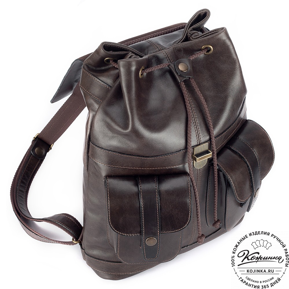 Кожаный рюкзак "Ваниль" (тёмно-коричневый)