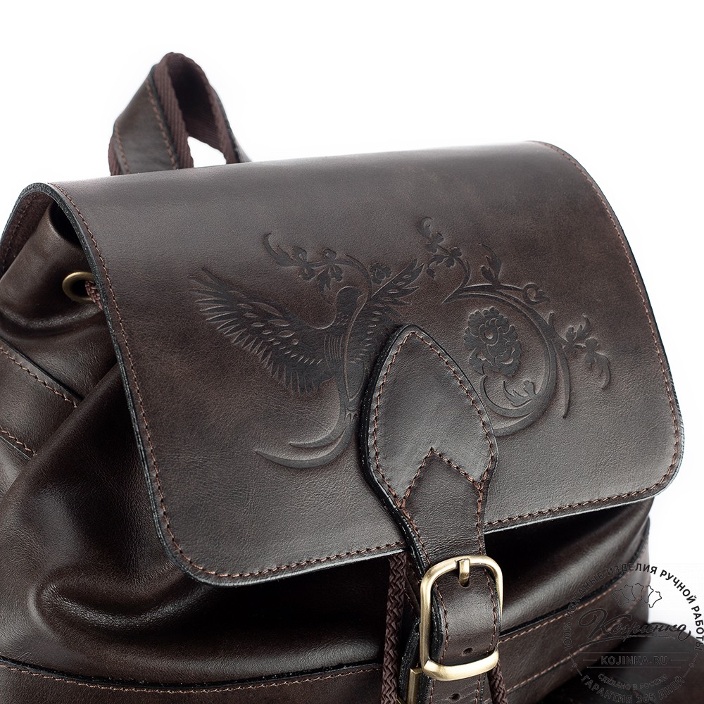 Кожаный рюкзак "Ваниль" (тёмно-коричневый)