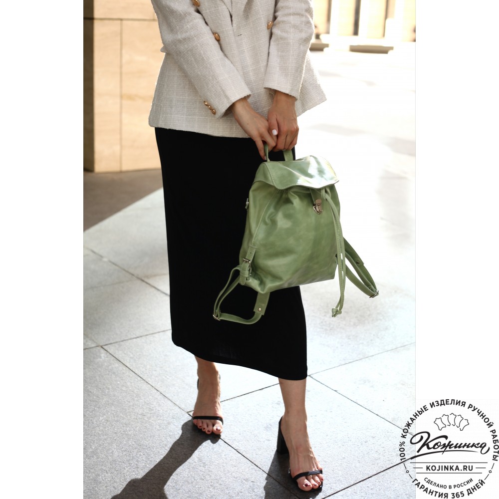  Женский кожаный рюкзак "Паулина" (серый)