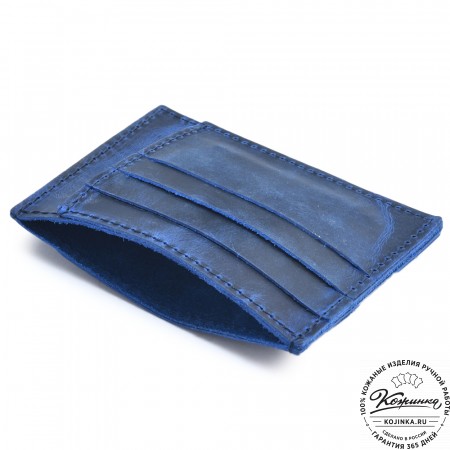 Кожаный футляр для карт "Мэри" (синий крейзи)
