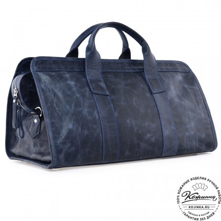  Кожаная дорожная сумка "Чарли" (синий антик) 