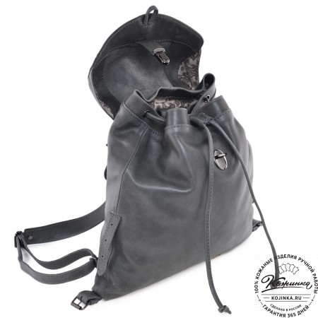  Женский кожаный рюкзак "Паулина" (серый)