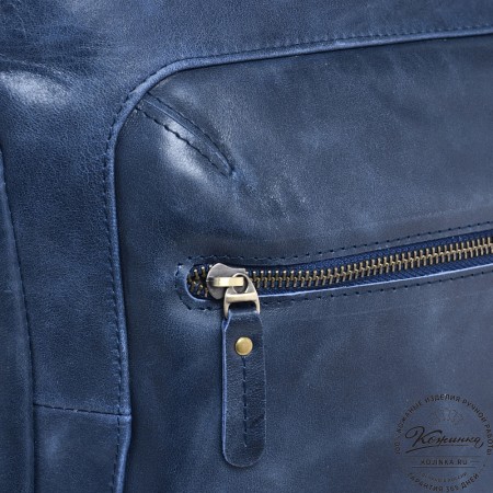  Кожаный рюкзак "Верса" (синий антик) 