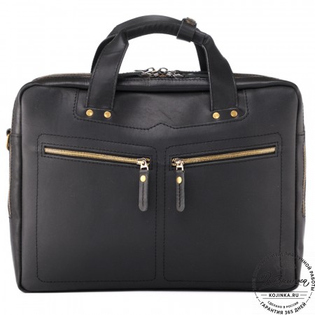 Кожаная мужская сумка-рюкзак "Генри" (чёрная)