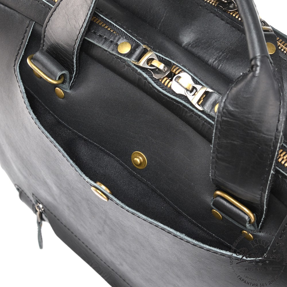 Кожаная мужская сумка-рюкзак "Генри" (чёрная)