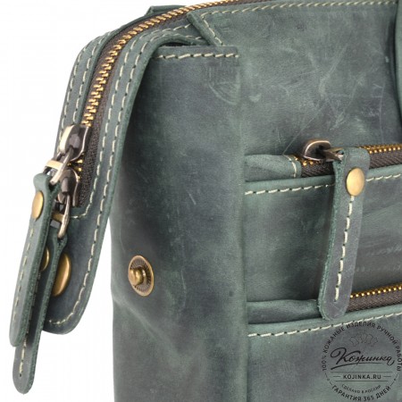 Кожаная деловая сумка "Гранд" (изумруд крейзи)