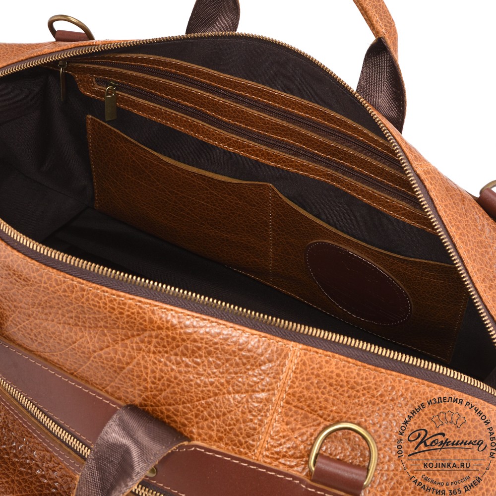 Кожаная дорожная сумка "Мегаполис" (фактура рыжая)