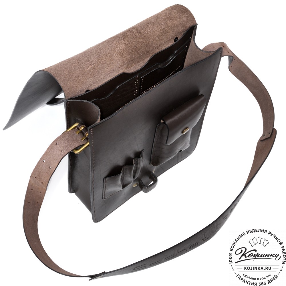 Кожаная сумка "Штурман" (тёмно-коричневая)