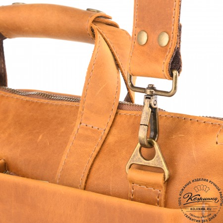 Кожаная деловая сумка "Стюарт" (рыжая крейзи)
