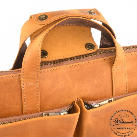 Кожаная деловая сумка "Стюарт" (рыжая крейзи)