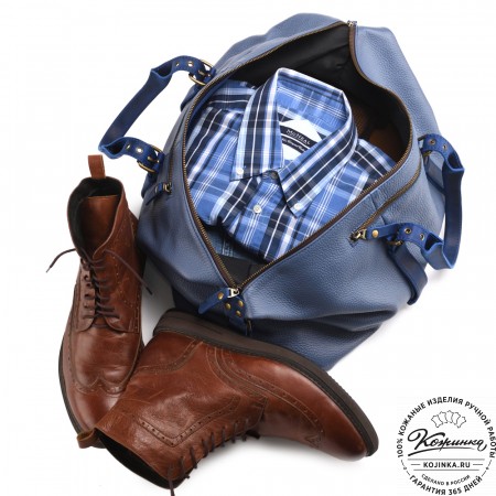 Кожаная дорожно-спортивная сумка Вашингтон (джинс)