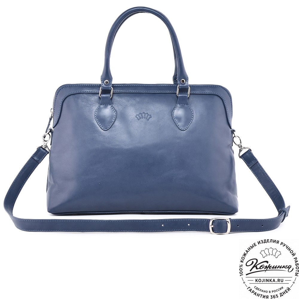  Женская кожаная сумка "Аврора" (синяя гладкая кожа)