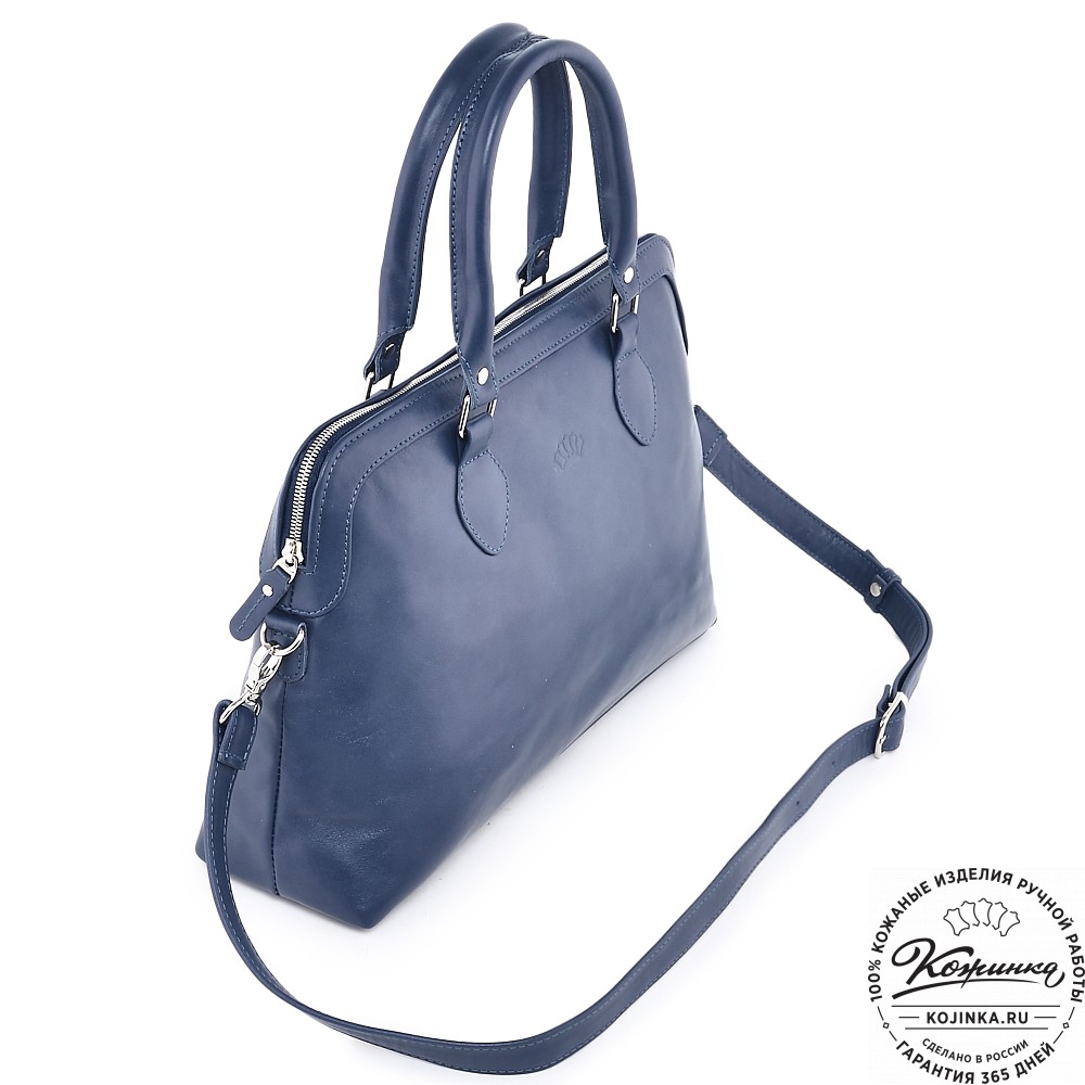  Женская кожаная сумка "Аврора" (синяя гладкая кожа)