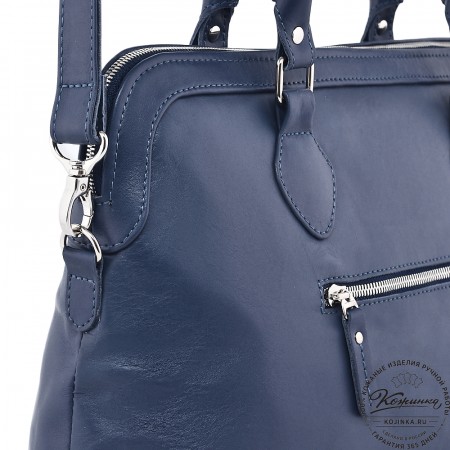  Женская кожаная сумка "Аврора" (синяя гладкая кожа)