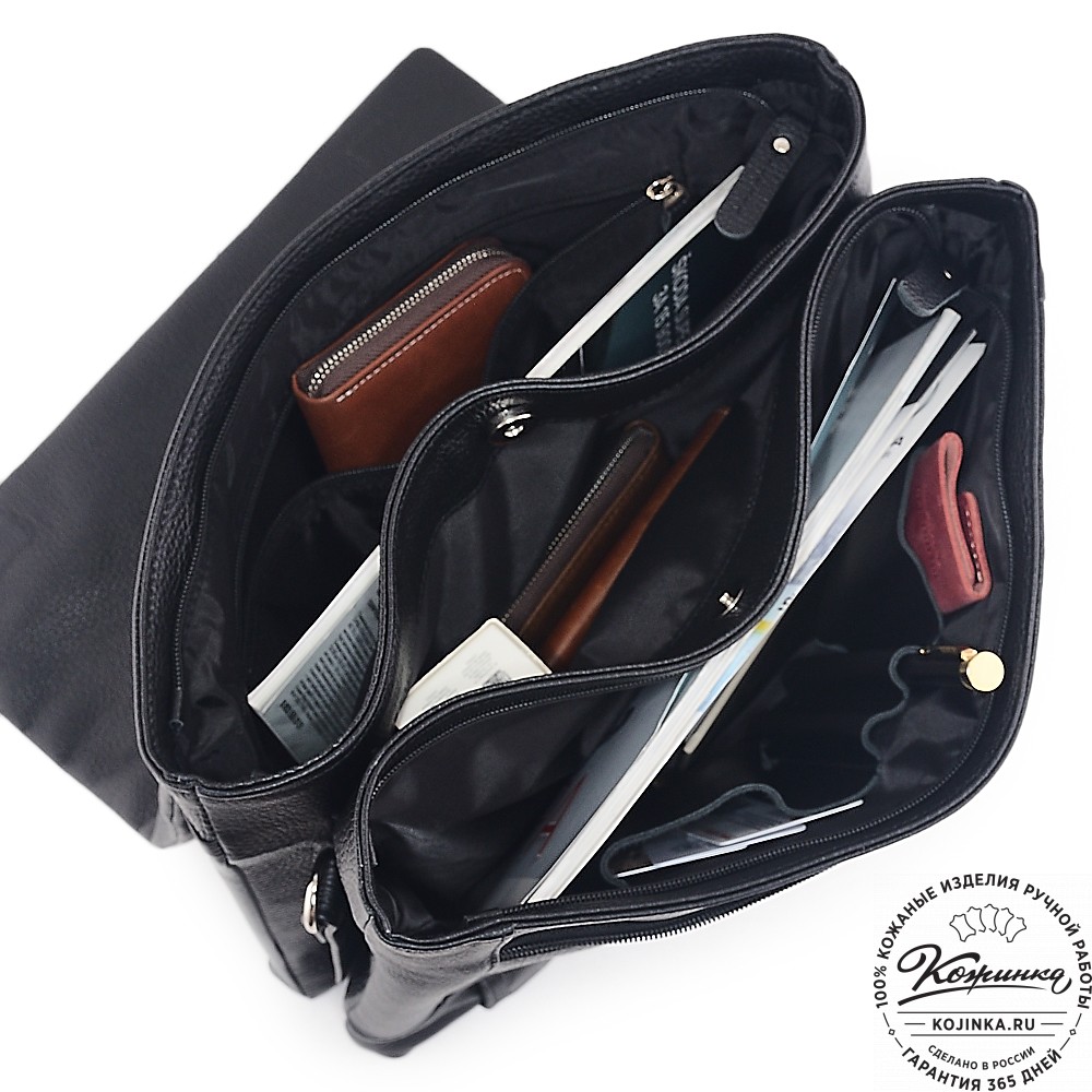  Кожаная сумка через плечо "Бавария" (черная) 