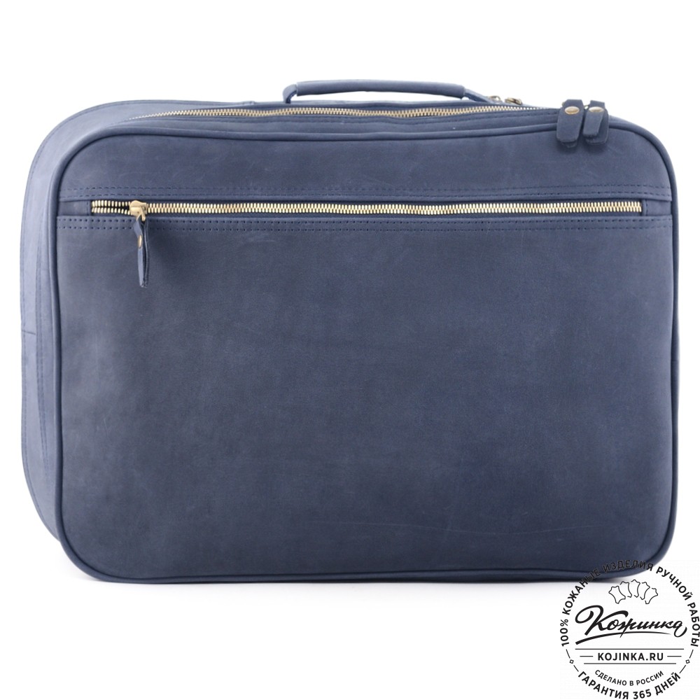 Мужская кожаная сумка-трансформер "Брюс" (синий крейзи) 