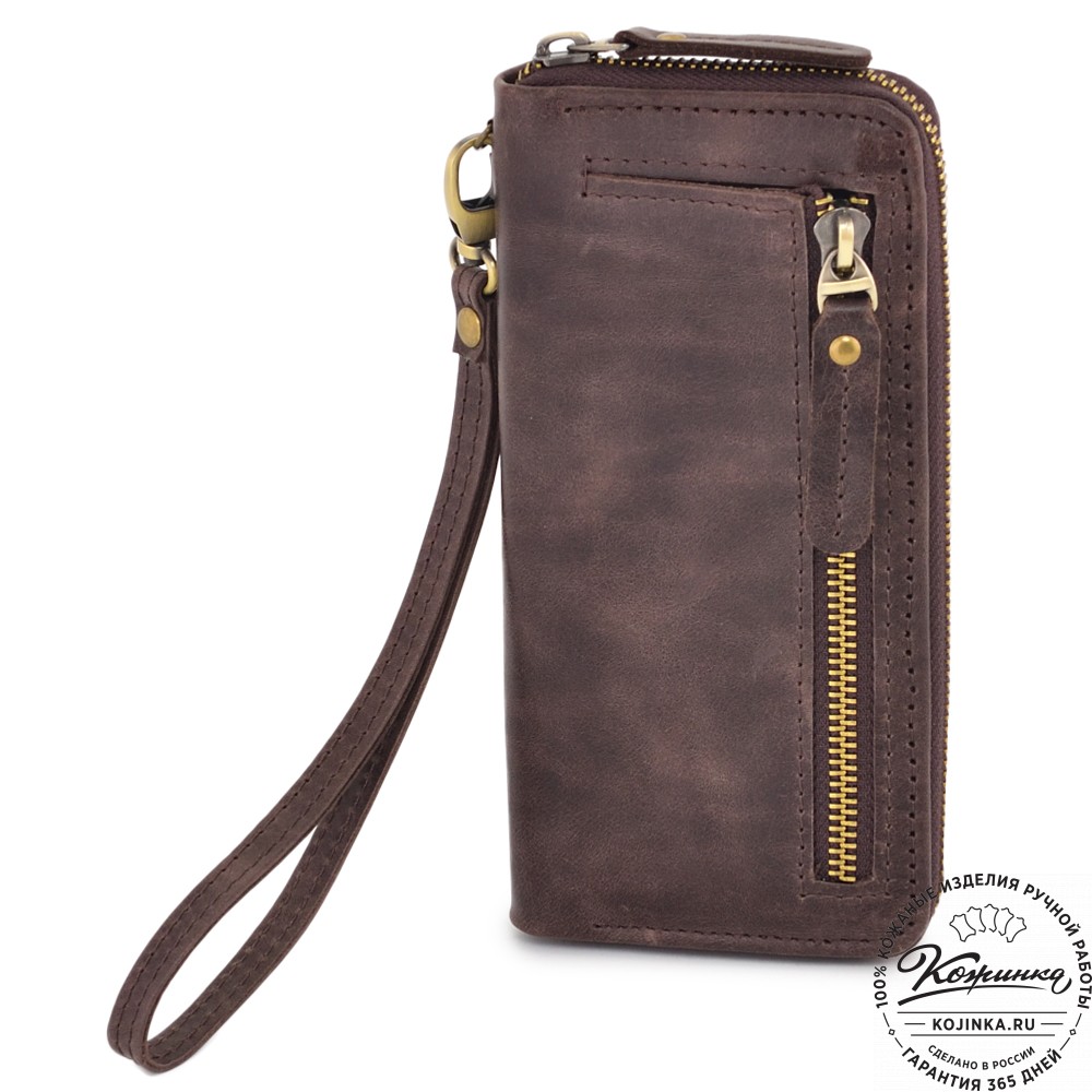  Кожаное портмоне Амстердам (темно-коричневый антик)