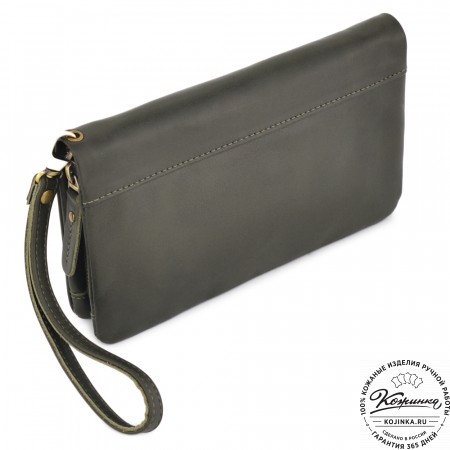  Кожаный клатч "Дарси" (хаки гладкая кожа)
