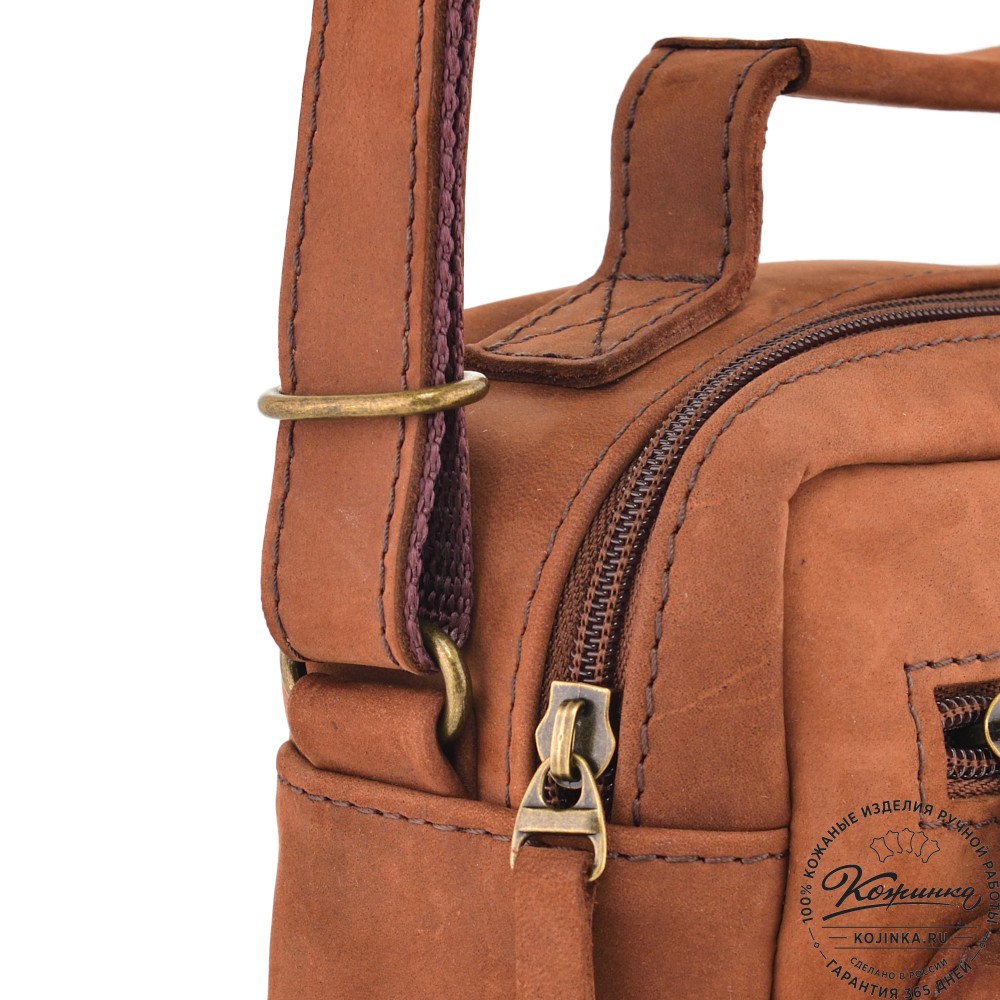  Мужская кожаная сумка "Гектор" (коричневая крейзи)