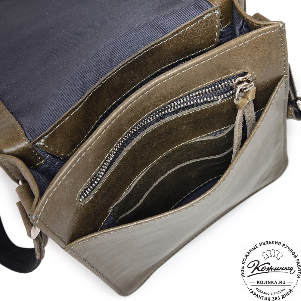 Мужская кожаная сумка "Таллин" (олива)