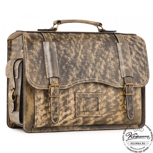 Кожаный портфель-кофр "Адъютант" (пепел глянец) . фото 1