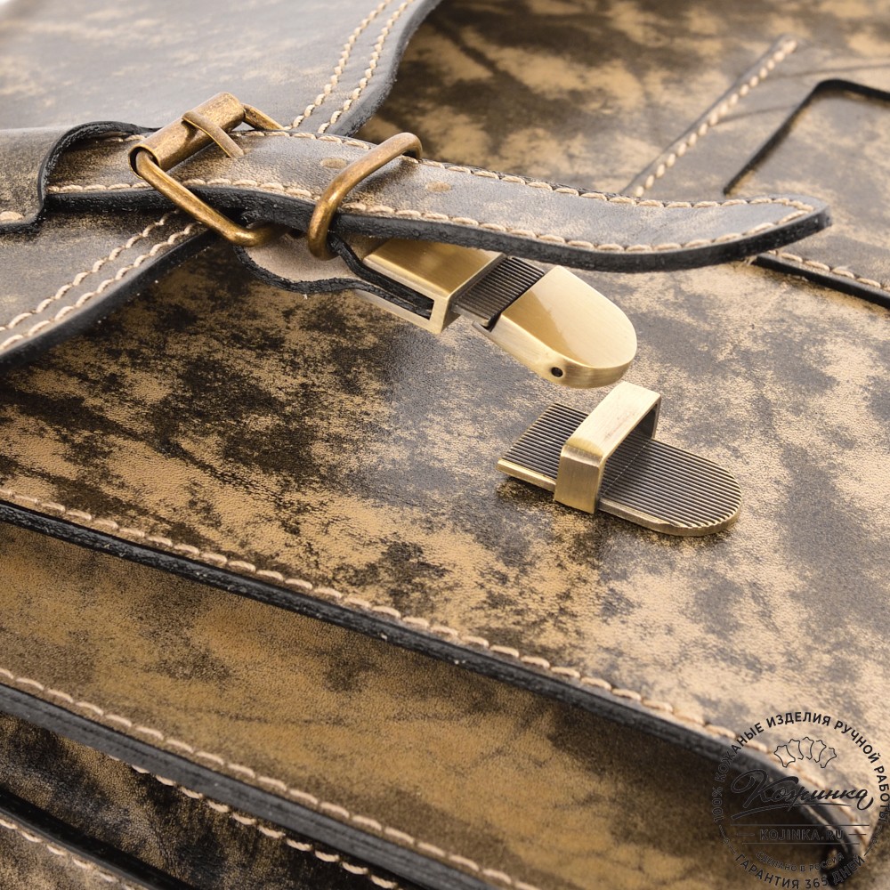 Кожаный портфель-кофр "Адъютант" (пепел глянец) 