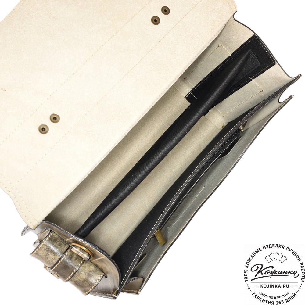 Кожаный портфель-кофр "Адъютант" (пепел глянец) 