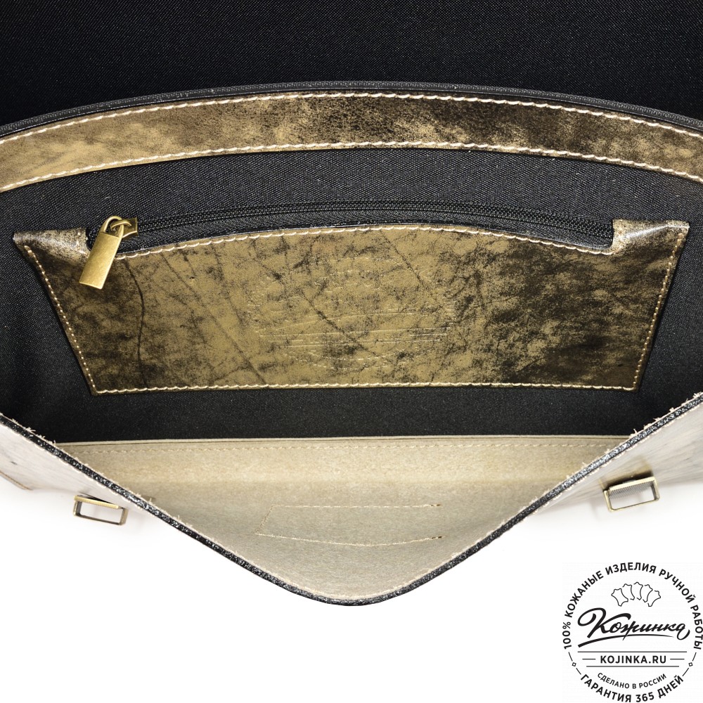 Кожаный портфель-кофр "Адъютант" (пепел глянец) 