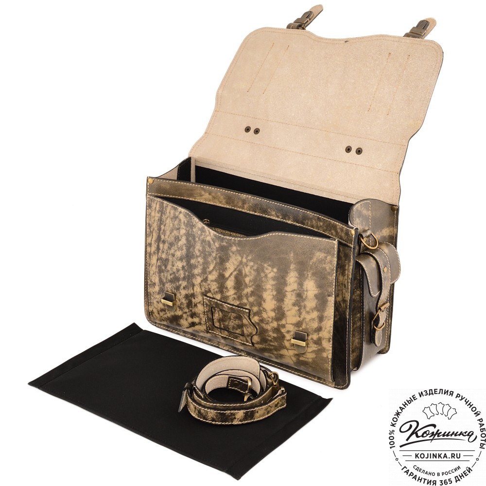 Кожаный портфель-кофр "Адъютант" (пепел глянец) 