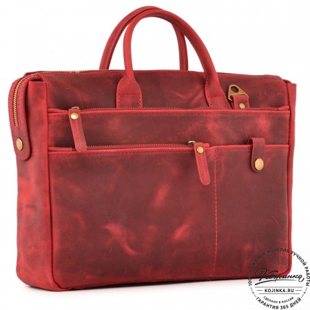  Кожаная деловая сумка "Гранд" (вишня крейзи) 
