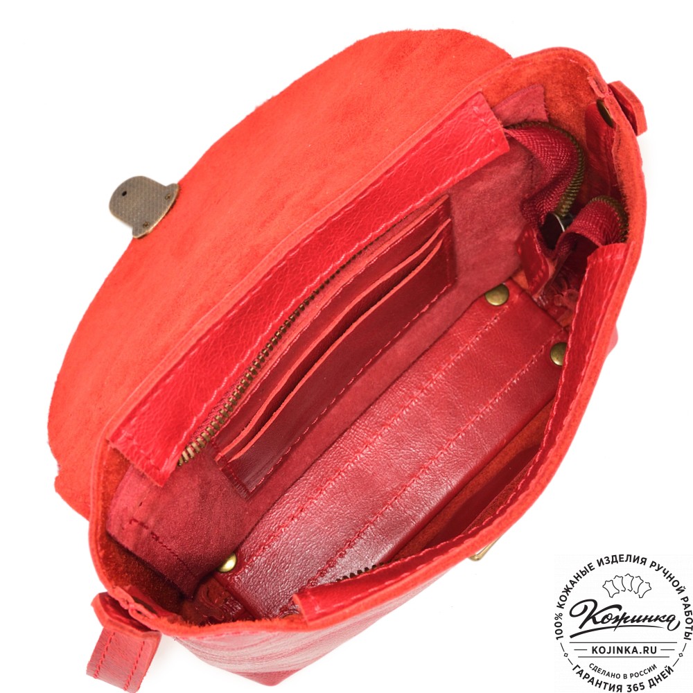  Кожаная сумка "Калифорния Нью" (красная) 