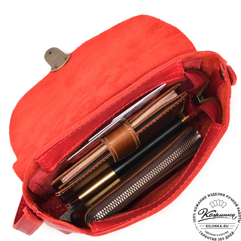  Кожаная сумка "Калифорния Нью" (красная) 