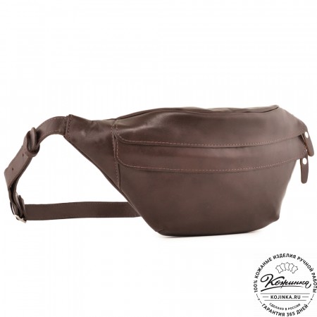  Кожаная сумка на пояс "Камиль" (коричневый гладкая кожа) 